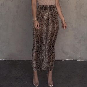 SNAKESKIN POPPY RUCHED MESH SKIRT